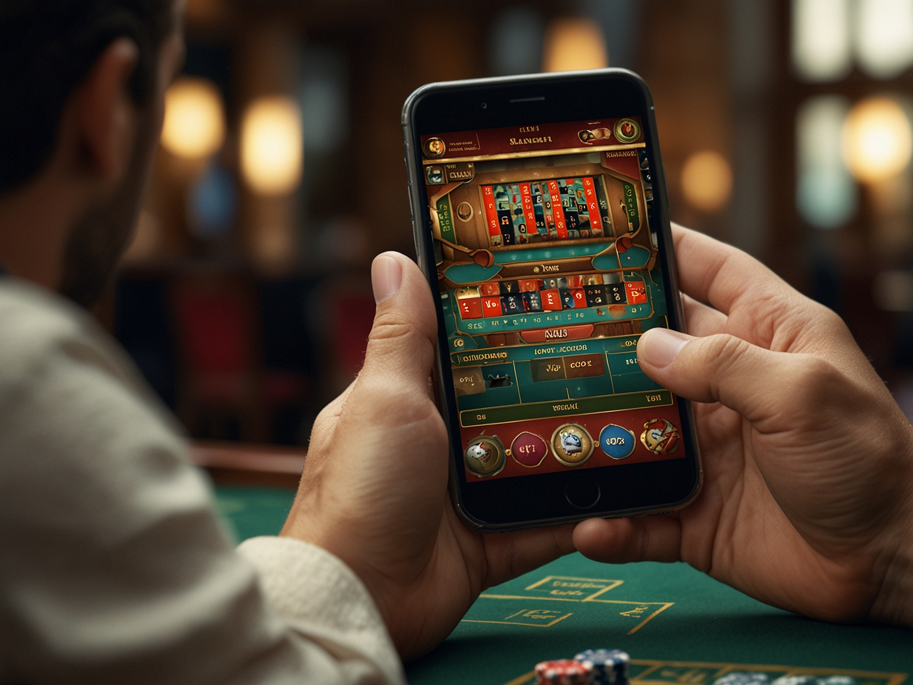 Użytkownik grający na smartfonie w Vavada